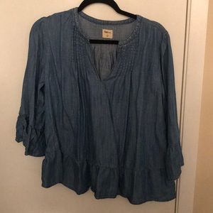 Denim bell sleeve shirt